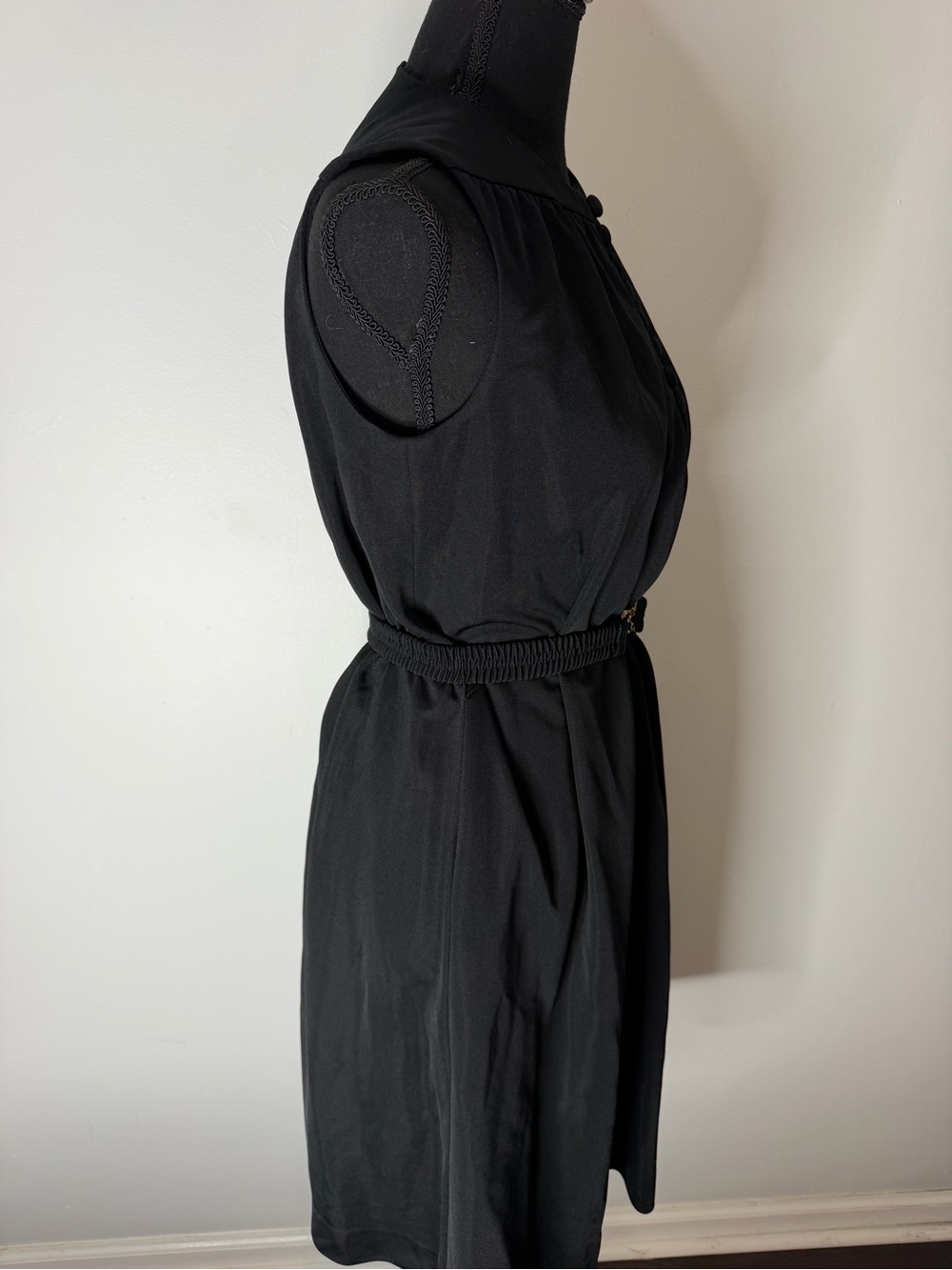 Vintage Leslie Fay Lord & Taylor Black Sleeveless Dress w/ Gold Belt New NWT - Picture 4 of 11